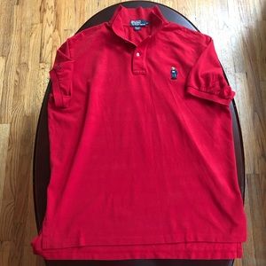 Mens Vintage Ralph Lauren Polo Teddy Bear Logo Polo Shirt Red Sz XL (Pre-Owned)